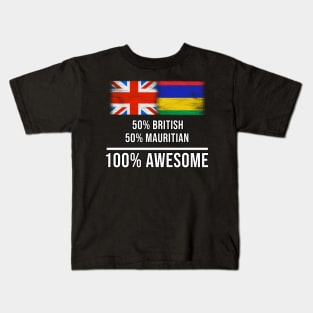 50% British 50% Mauritian 100% Awesome - Gift for Mauritian Heritage From Mauritius Kids T-Shirt